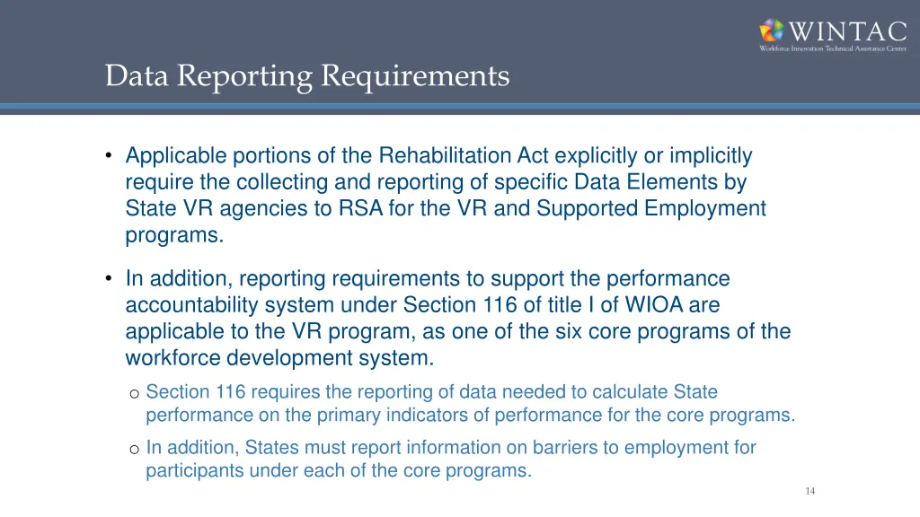 data reporting requirements