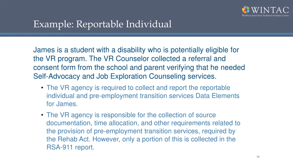 example reportable individual
