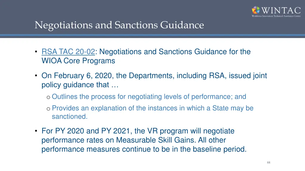 negotiations and sanctions guidance