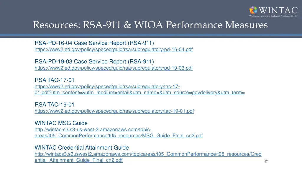 resources rsa 911 wioa performance measures