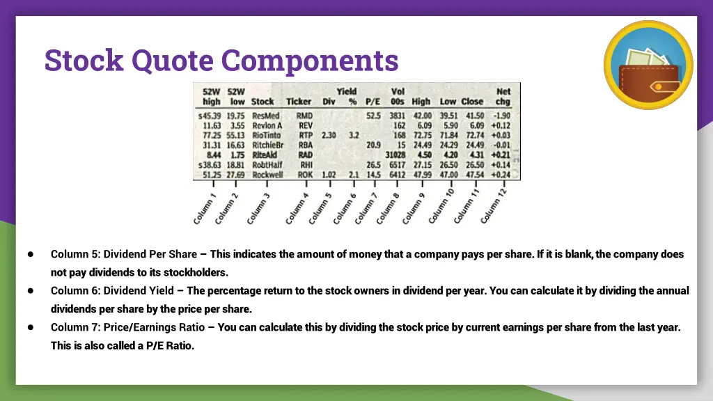 stock quote components 1