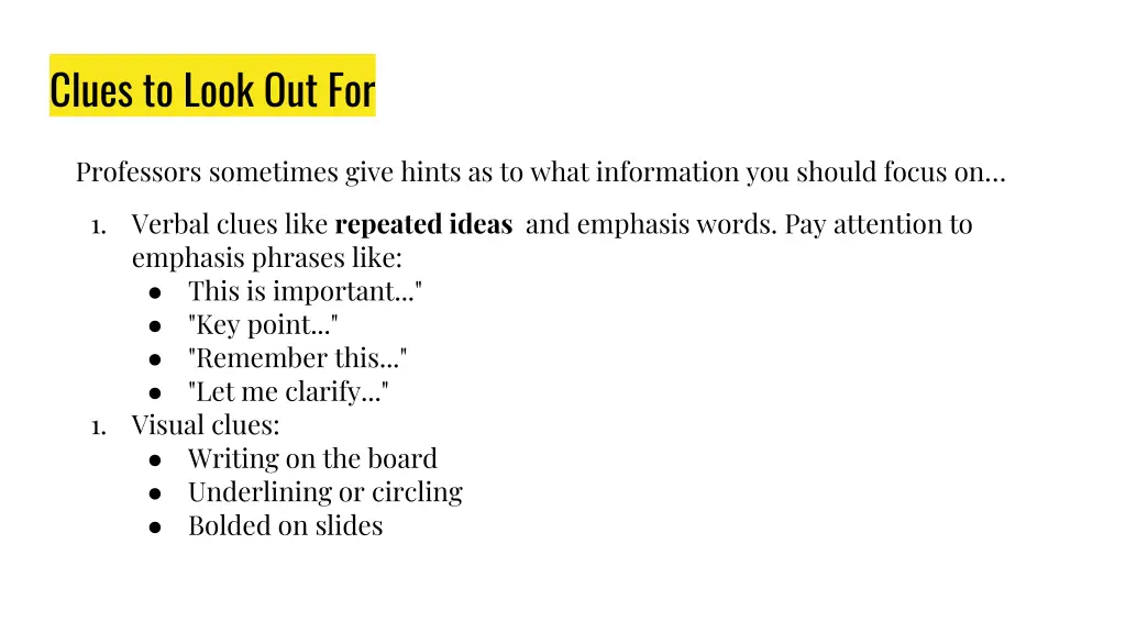 clues to look out for