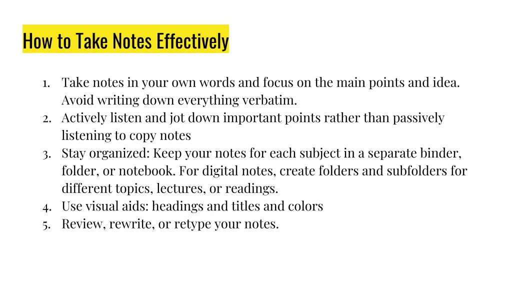 how to take notes effectively