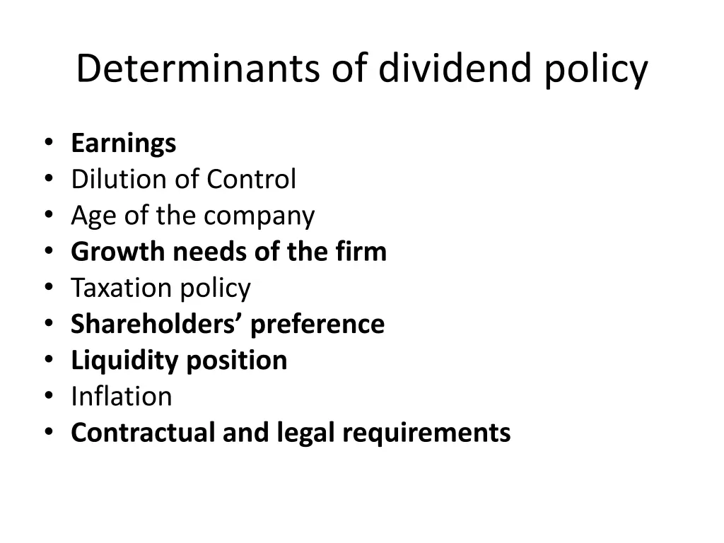 determinants of dividend policy