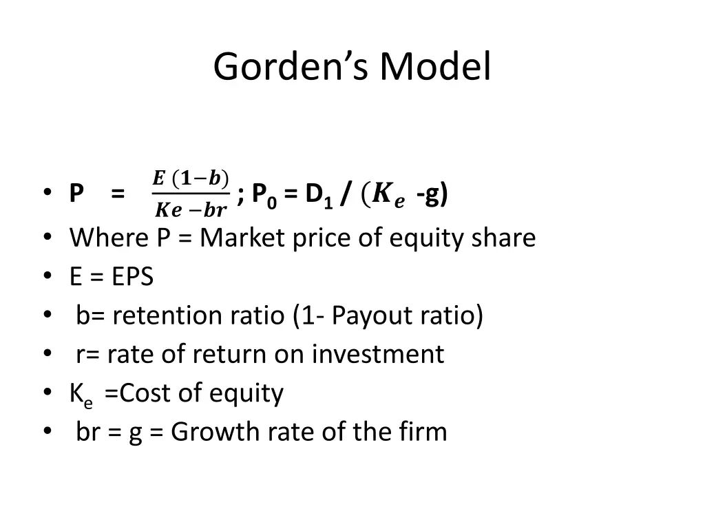 gorden s model 1