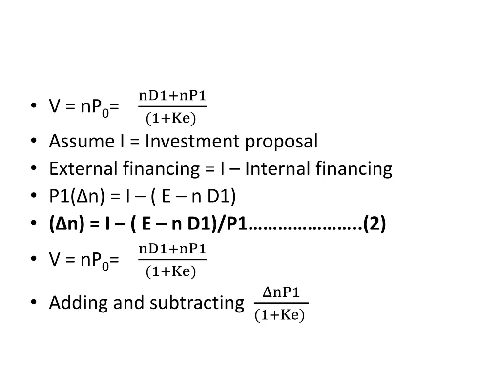 v np 0 nd1 np1 assume i investment proposal