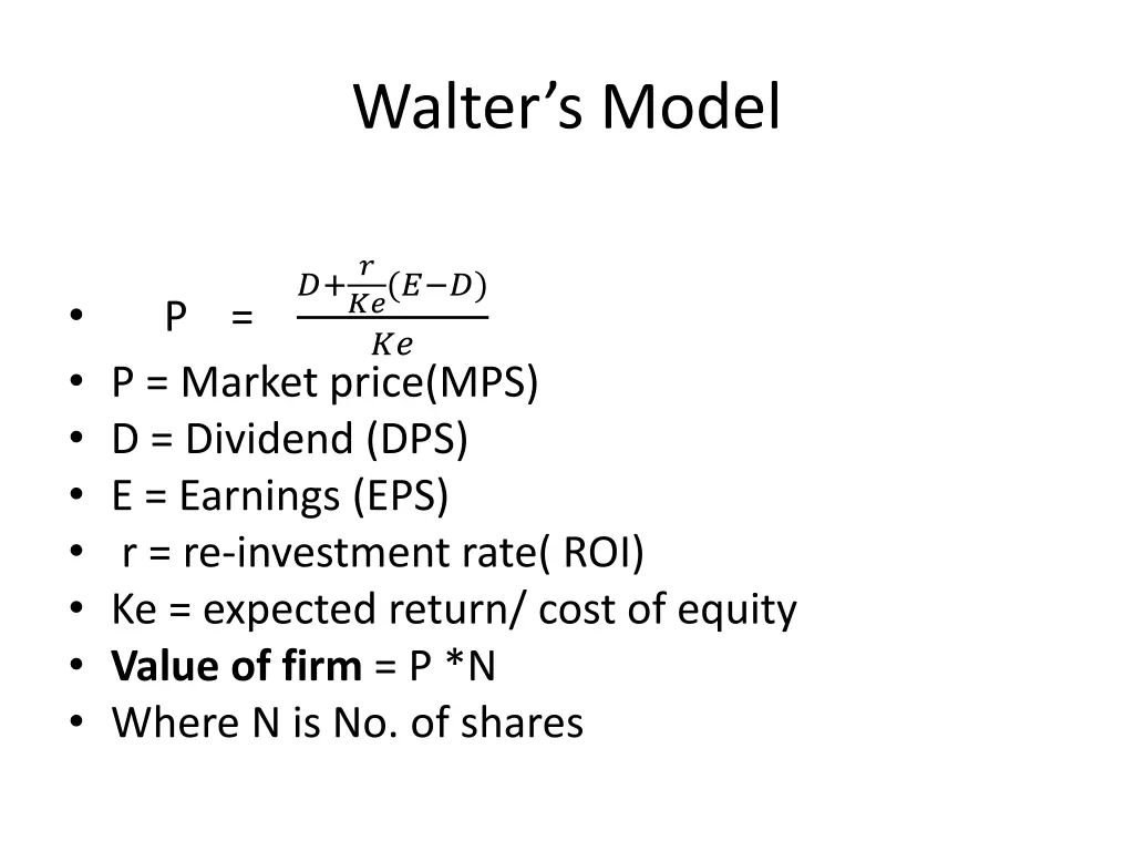 walter s model