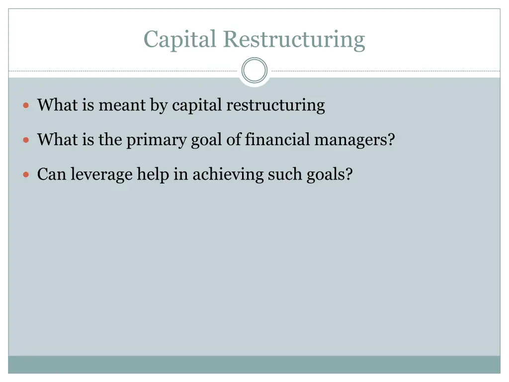 capital restructuring