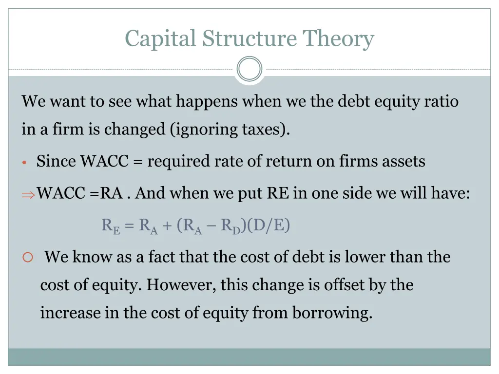 capital structure theory 1