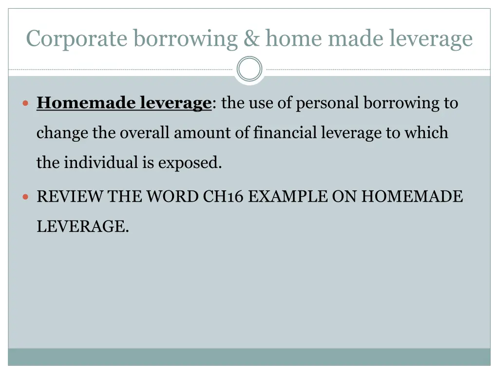 corporate borrowing home made leverage 1
