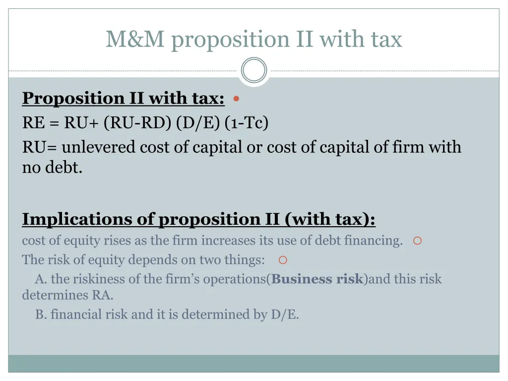 m m proposition ii with tax