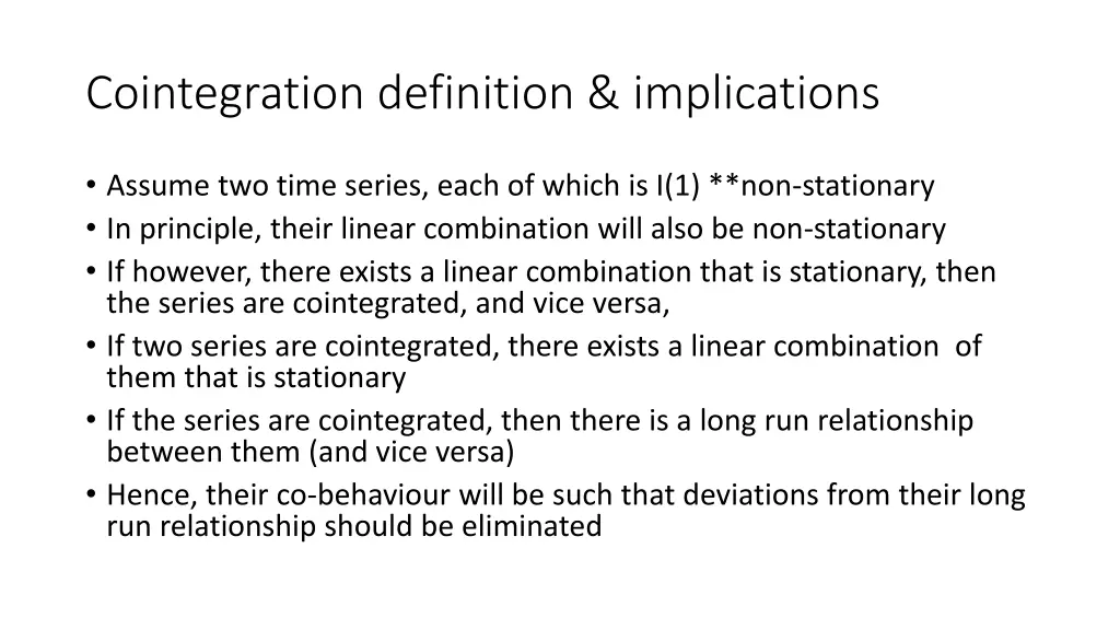 cointegration definition implications