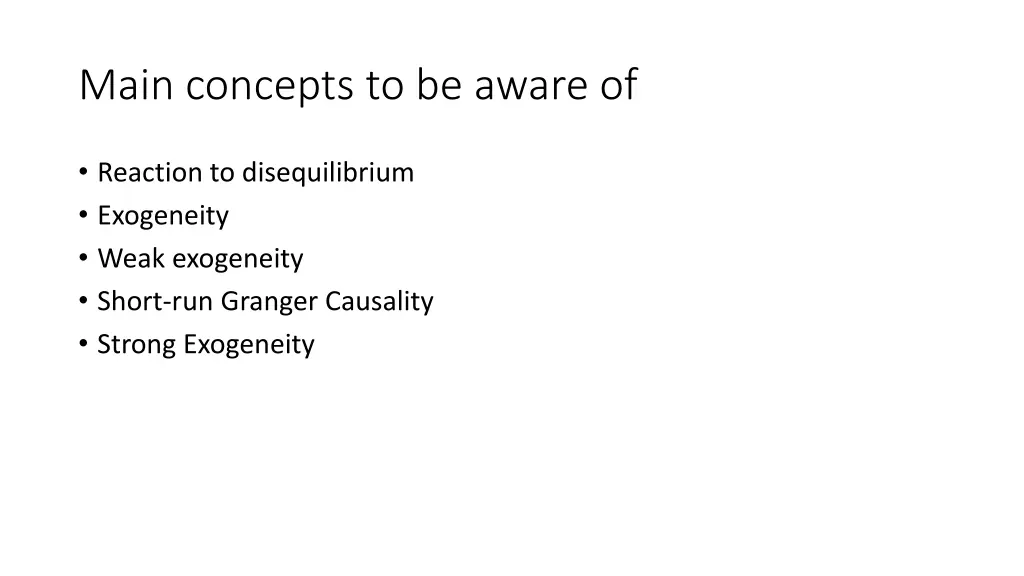 main concepts to be aware of
