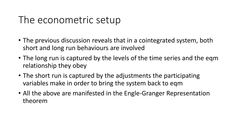 the econometric setup