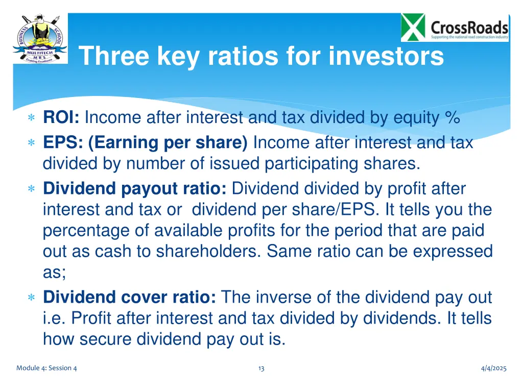 three key ratios for investors