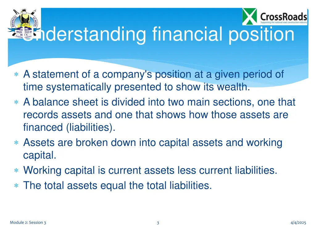 understanding financial position