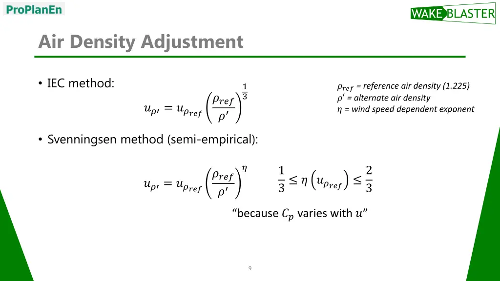 air density adjustment