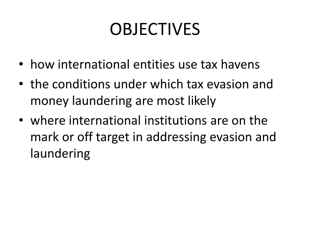 objectives