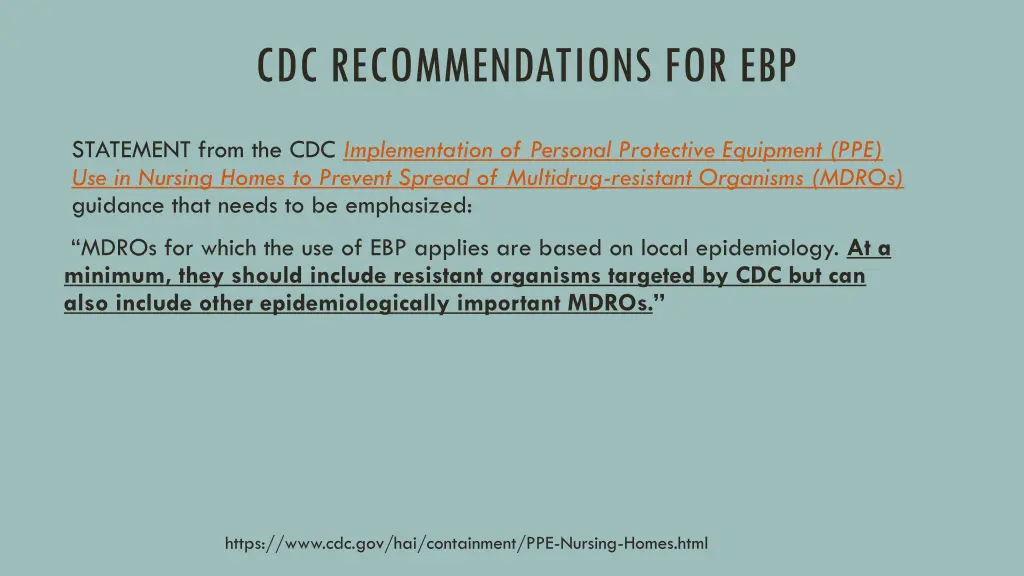 cdc recommendations for ebp