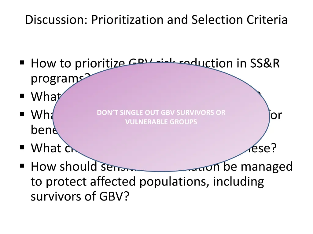discussion prioritization and selection criteria