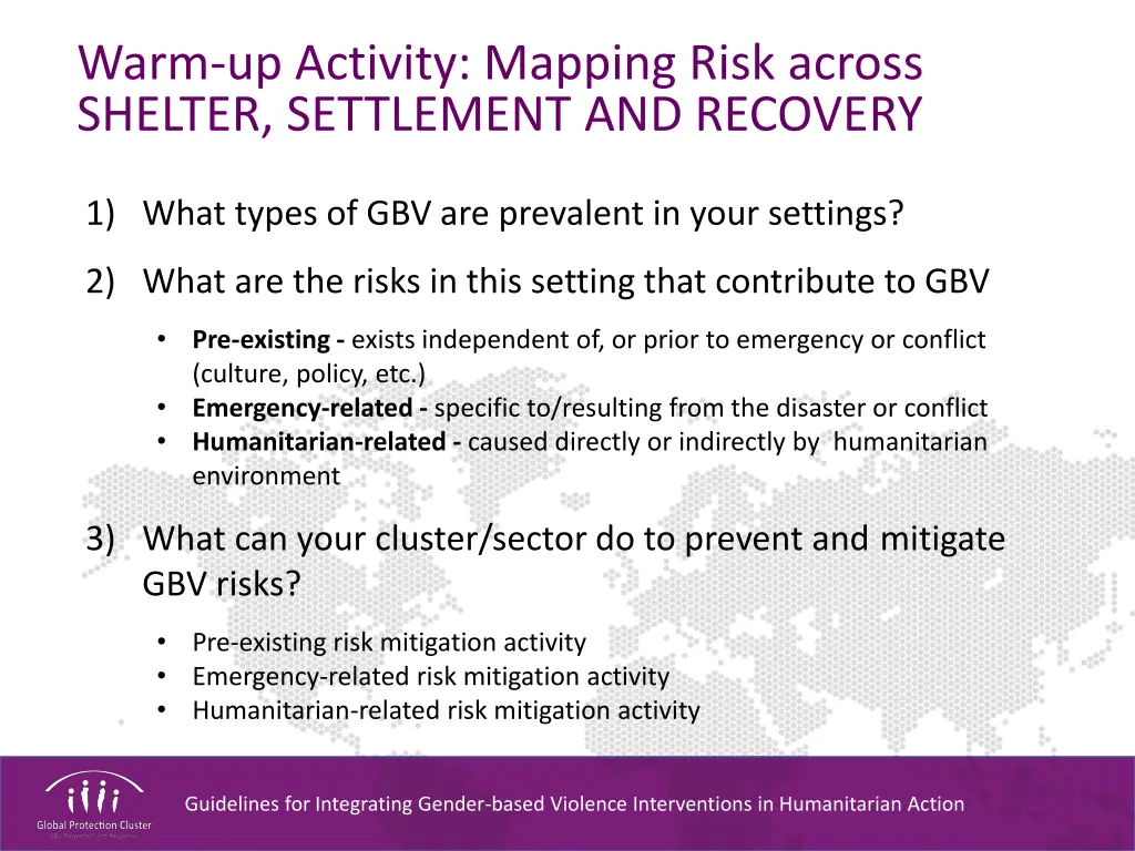 warm up activity mapping risk across shelter