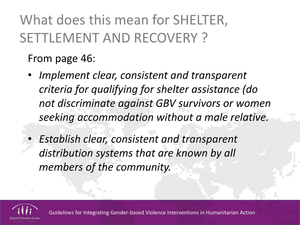 what does this mean for shelter settlement 5