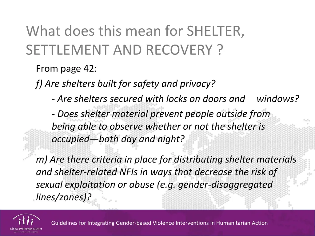 what does this mean for shelter settlement