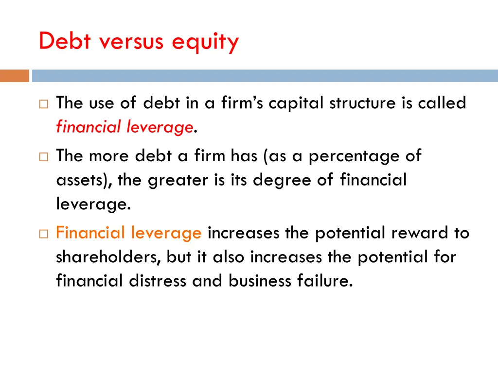 debt versus equity 1