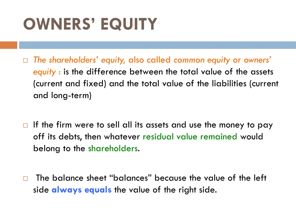 owners equity