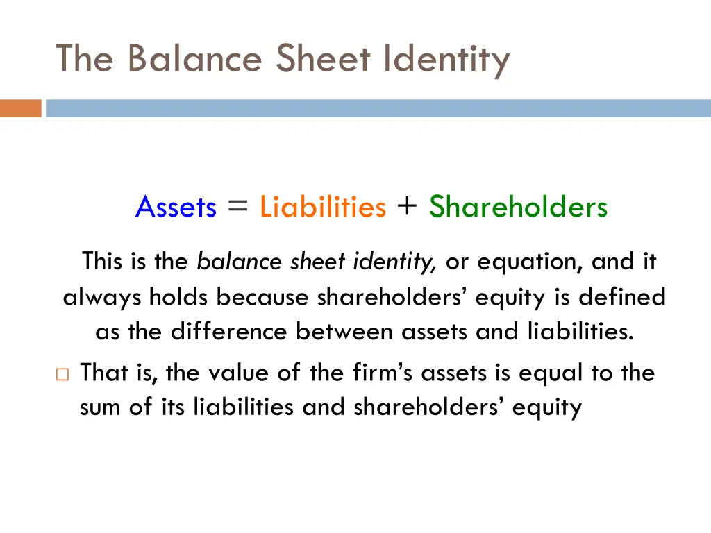 the balance sheet identity