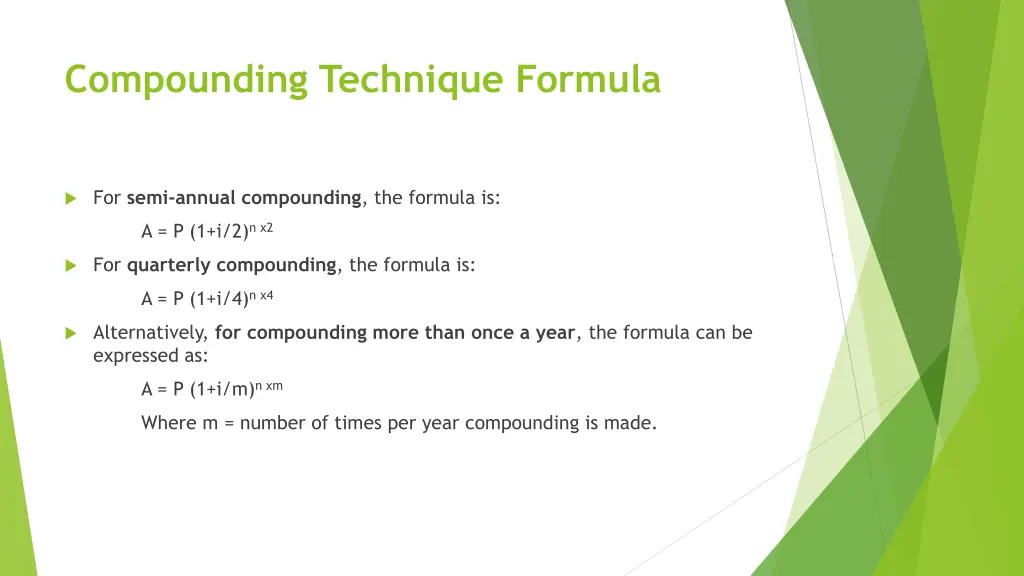 compounding technique formula 1