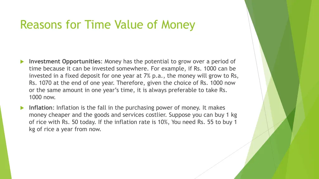 reasons for time value of money