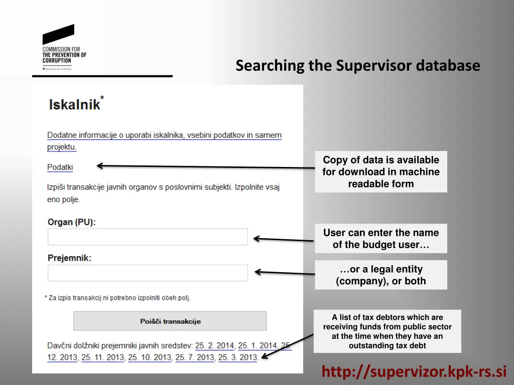 searching the supervisor database