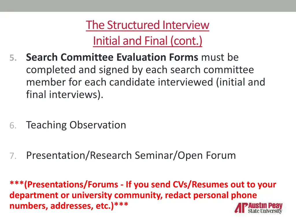the structured interview initial and final cont
