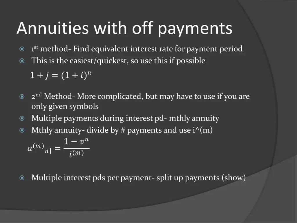 annuities with off payments