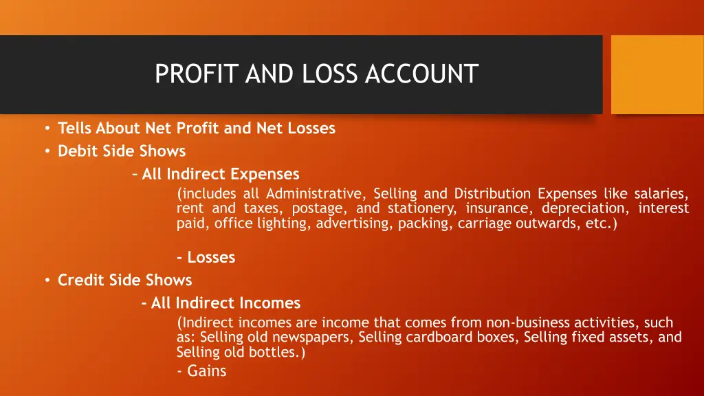 profit and loss account