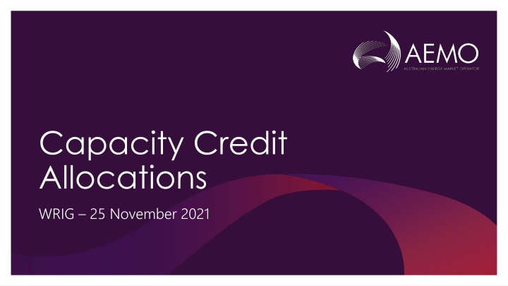 capacity credit allocations wrig 25 november 2021