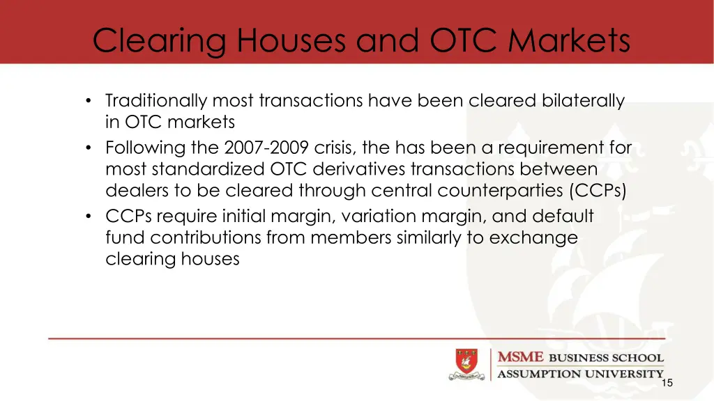 clearing houses and otc markets