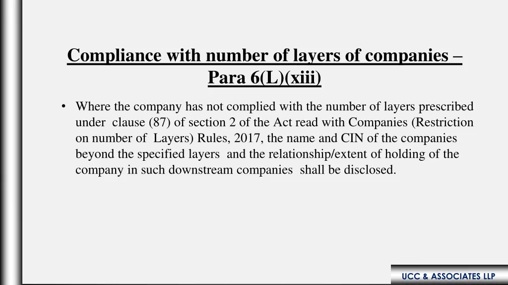 compliance with number of layers of companies