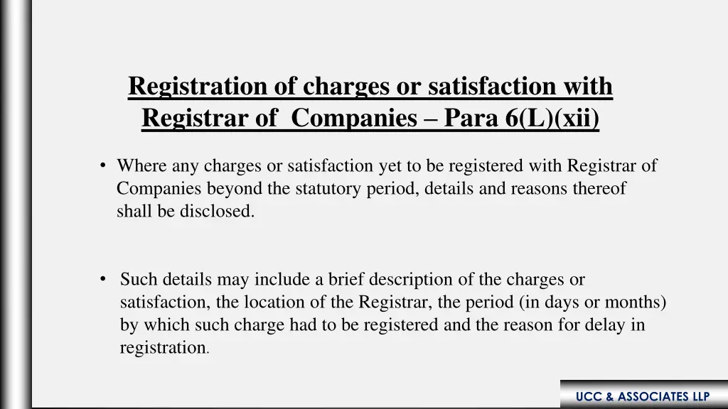 registration of charges or satisfaction with