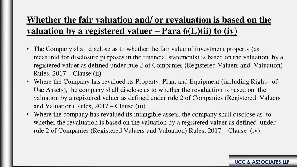 whether the fair valuation and or revaluation
