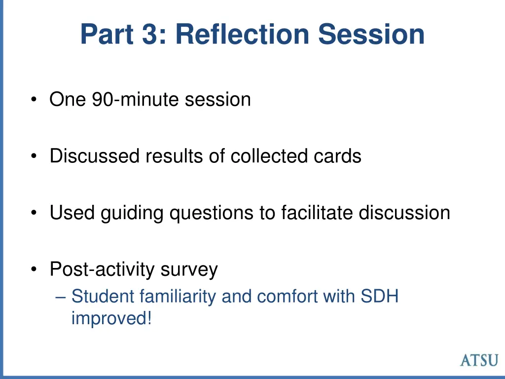 part 3 reflection session