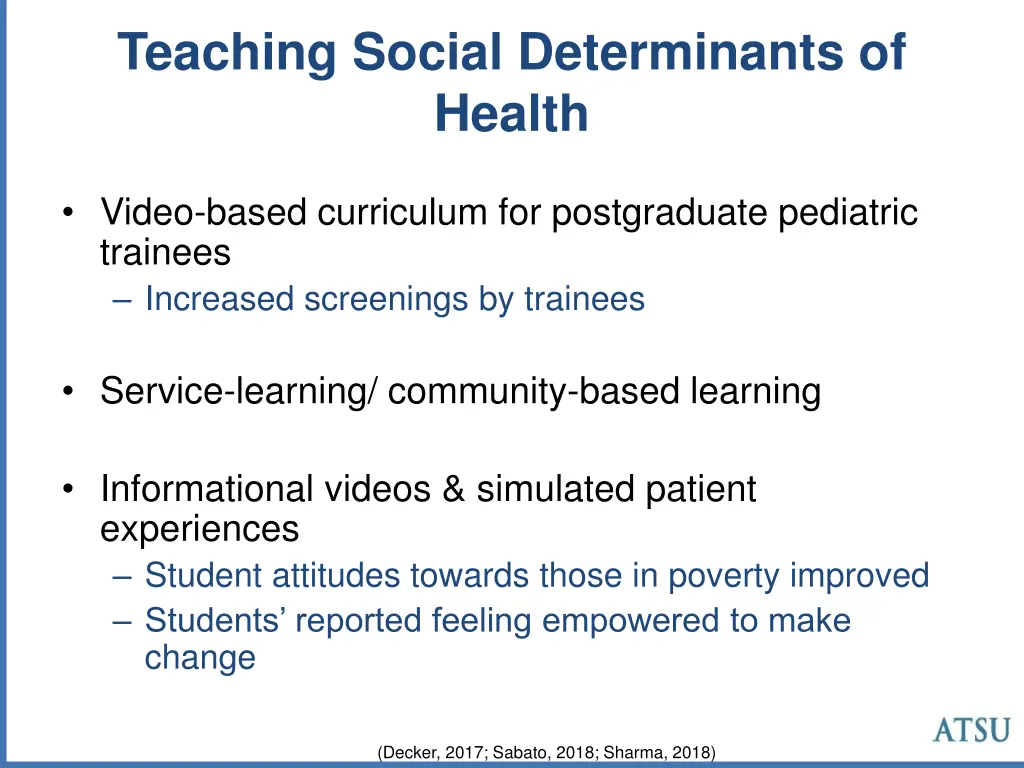 teaching social determinants of health