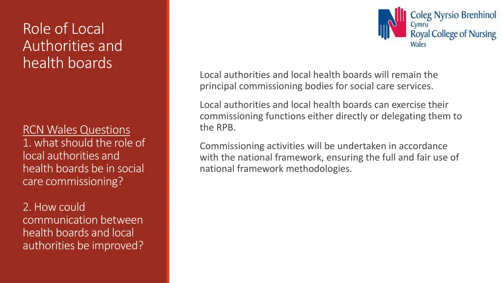 role of local authorities and health boards