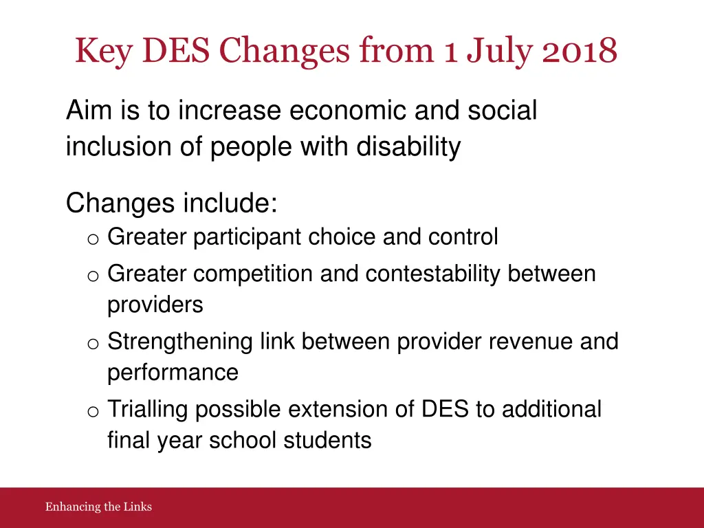 key des changes from 1 july 2018