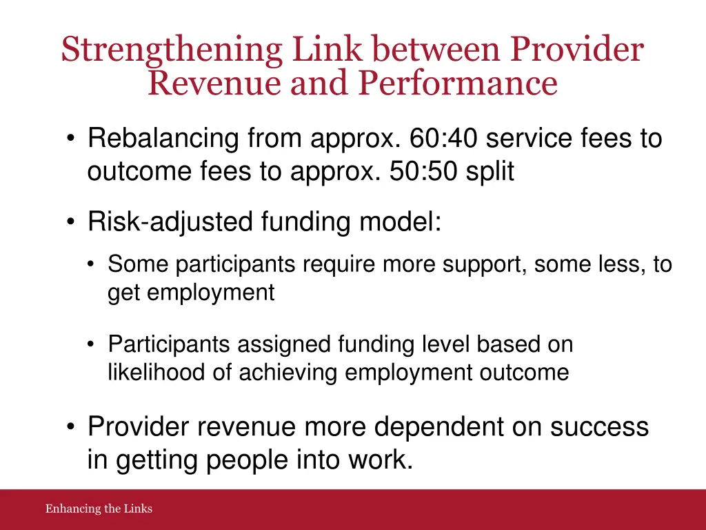 strengthening link between provider revenue