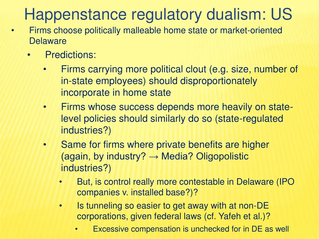 happenstance regulatory dualism us