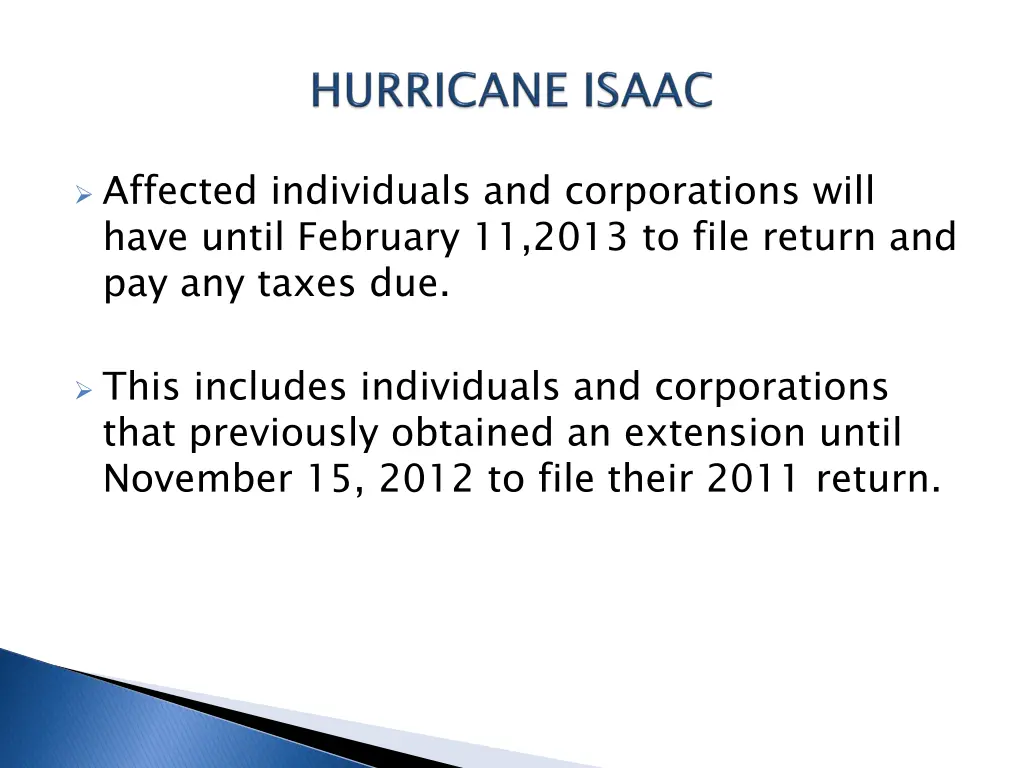 affected individuals and corporations will have
