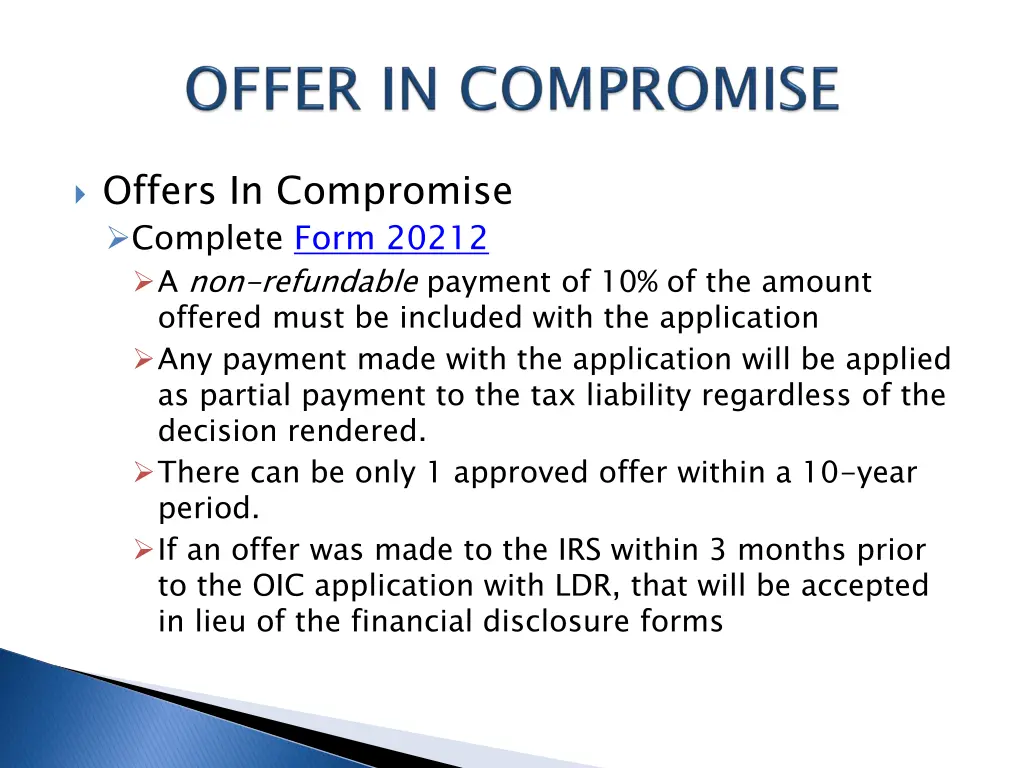 offers in compromise complete form 20212