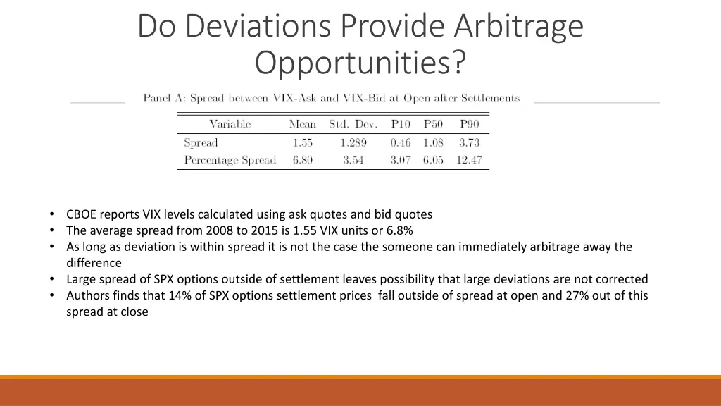 do deviations provide arbitrage opportunities